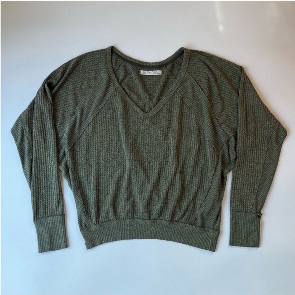 Free People Santa Clara Thermal V Neck Long Sleeve Army Sage XS
